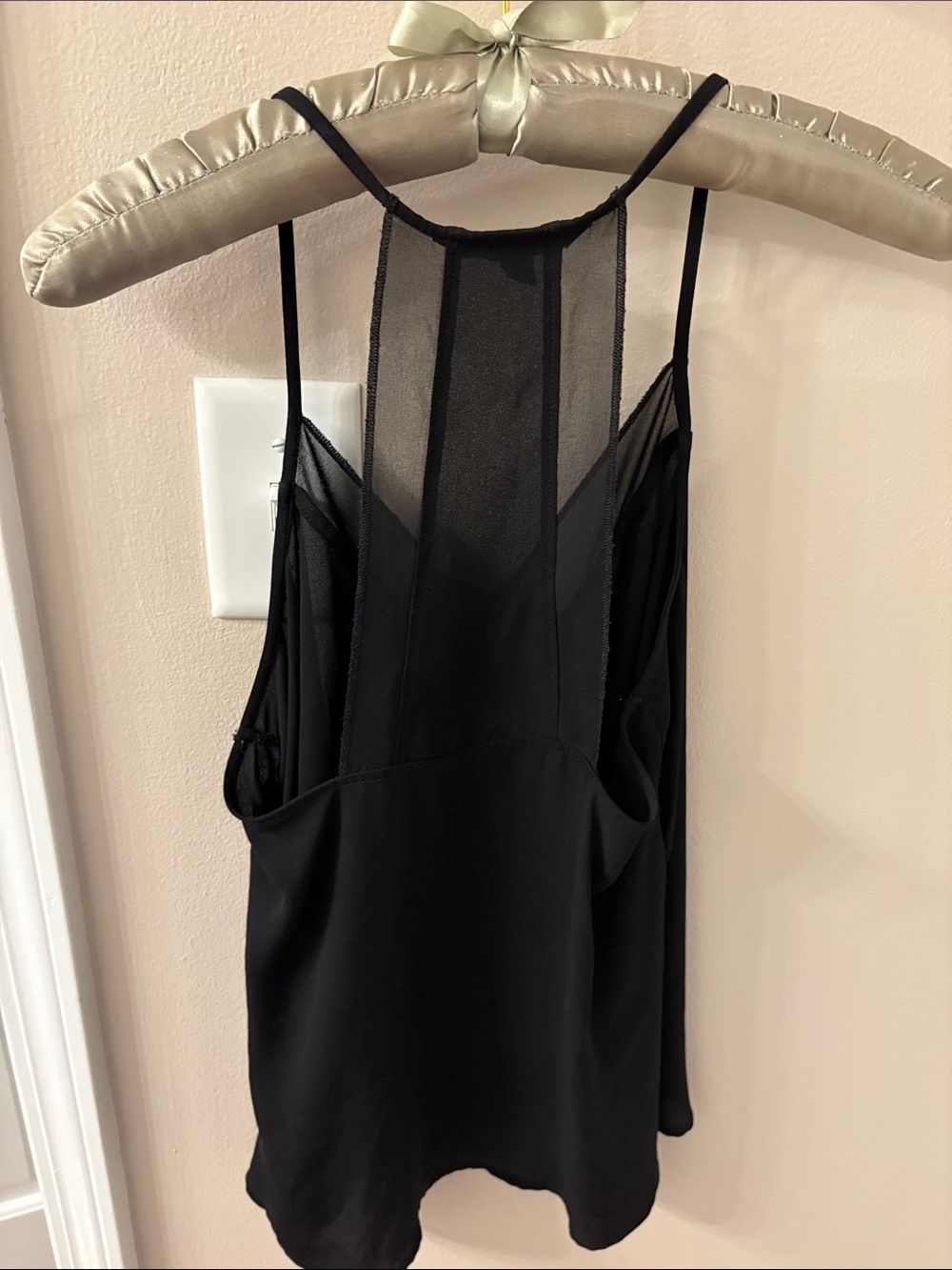 Express Black Mesh-Panel Spaghetti Strap Cami - Picture 2 of 2